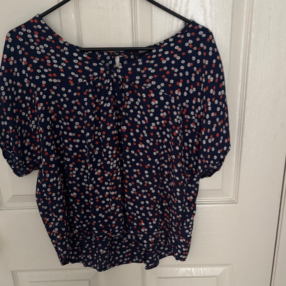 Madewell Dark Blue Floral Blouse